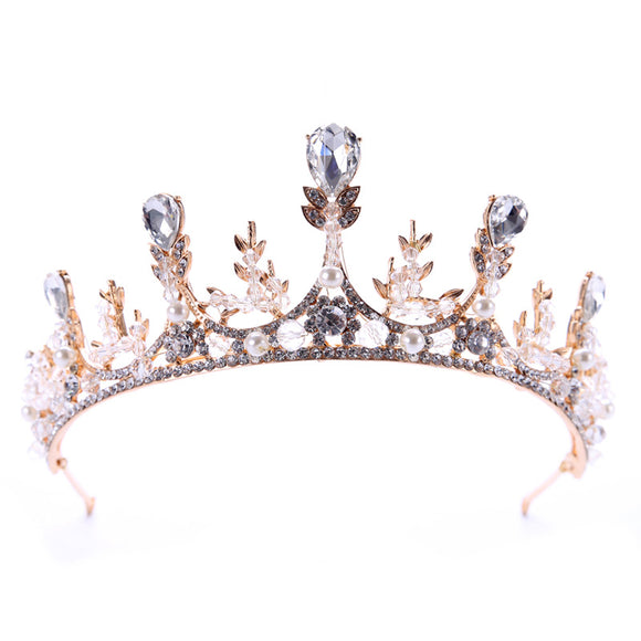 Corona Nupcial de Espiga de Trigo Artesanal con Diamantes