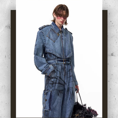 Mono Vaquero Hombre Azul Lavado con Cierre - Estilo Urbano Desgastado - Image 2