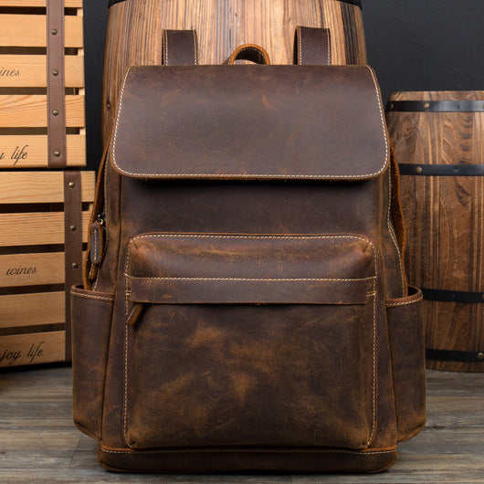 Mochila de Cuero Vintage Crazy Horse para Hombre - Estilo Retro Europeo - Image 4