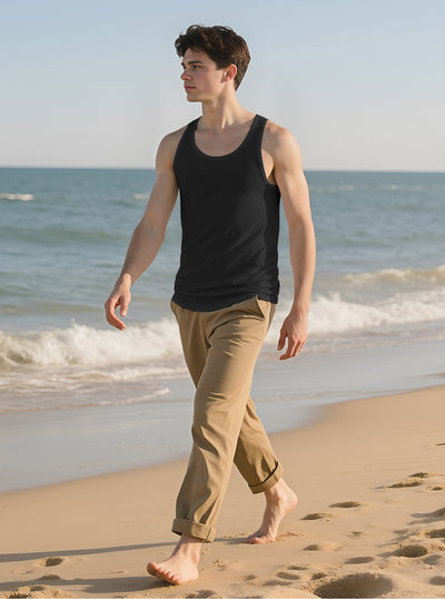 Camiseta Deportiva Hombre Sin Mangas Ajuste I-Strap Colores Sólidos - Image 12