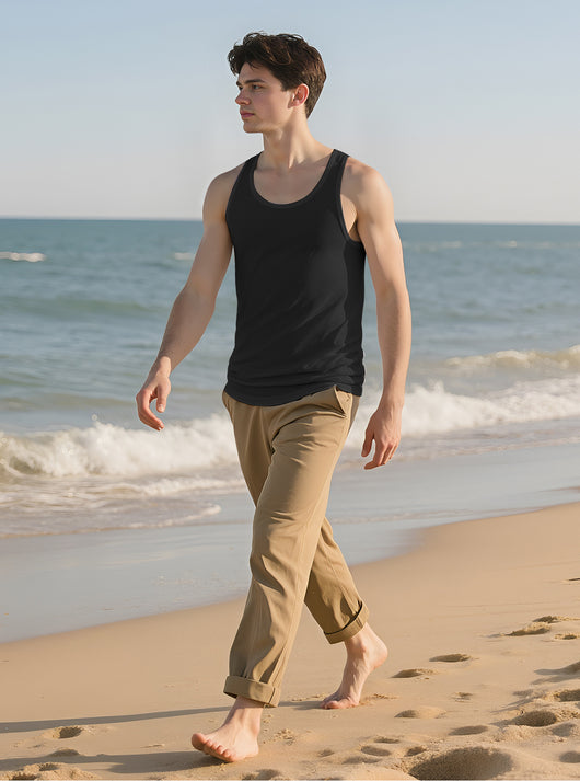 Camiseta Deportiva Hombre Sin Mangas Ajuste I-Strap Colores Sólidos - Image 12