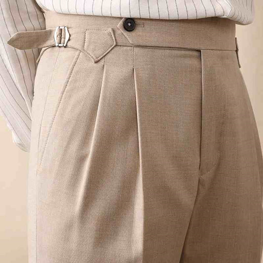 Pantalones Neapolitanos de Corte Recto Cintura Alta para Hombre