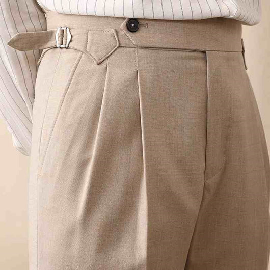 Pantalones Neapolitanos de Corte Recto Cintura Alta para Hombre
