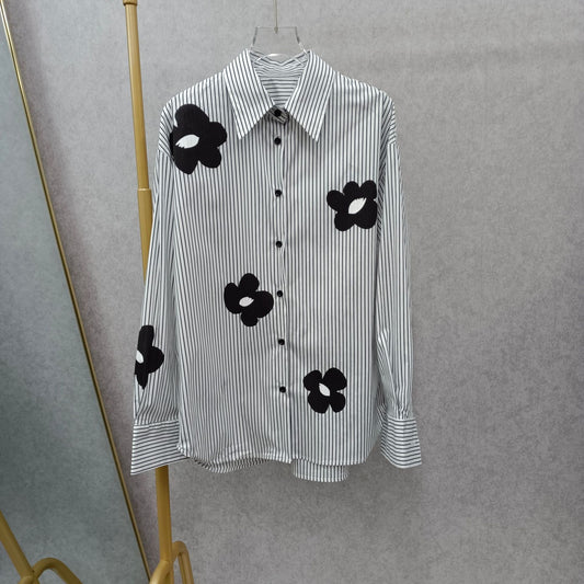 Blusa Estampado Floral Primavera con Rayas Sueltas para Mujer - Image 2