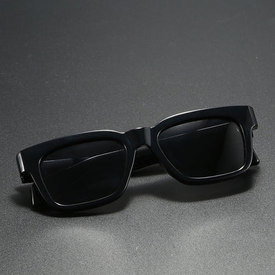 Black square-frame sunglasses with bright orange polarized lenses, designed for outdoor driving and anti-glare. - Image 12