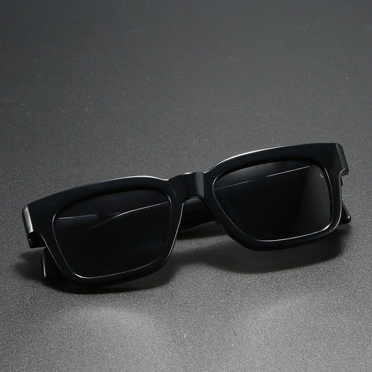Black square-frame sunglasses with bright orange polarized lenses, designed for outdoor driving and anti-glare. - Image 12