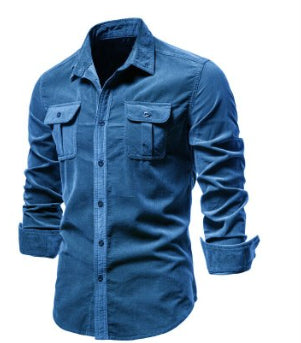 Camisa Azul de Manga Larga para Hombre - Estilo Universitario - Image 10