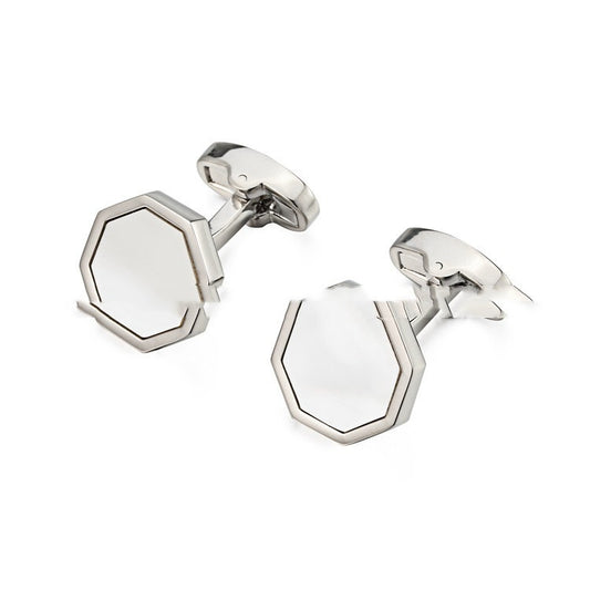 Gemelos Octagonales de Concha Blanca Francesa Premium
