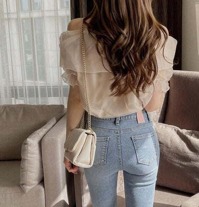 Blusa Entallada de Manga Abullonada en Tul Liso - Image 13