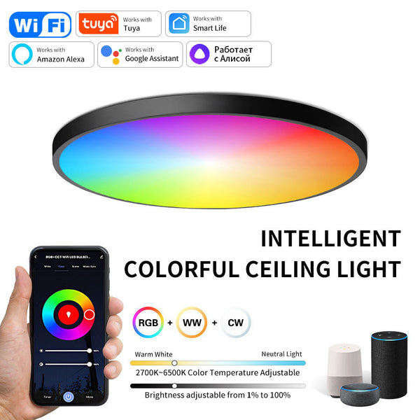 Lámpara de Techo Inteligente WiFi con Diseño Graffiti Colorido para Dormitorio