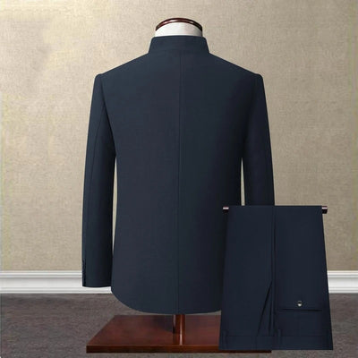 Traje Slim Fit Cuello Mao Juvenil Elegancia Moderna - Image 3