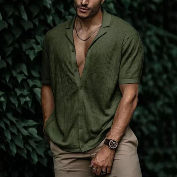 Cardigan Suelto de Manga Corta Color Liso para Hombre
