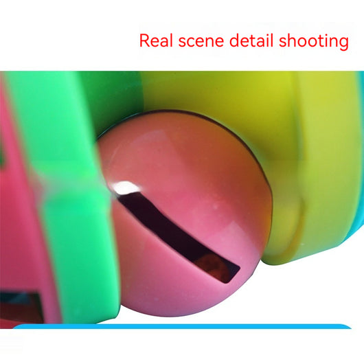 Colorful plastic dumbbell-shaped cat toy with a bell inside, designed for play and exercise. - Image 3