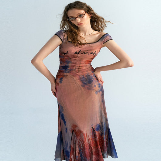Vestido Estampado con Pintura al Óleo de Tonos Suavizados - Image 10