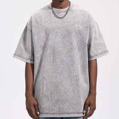 Camiseta Vintage Batik de Algodón con Efecto Desgastado