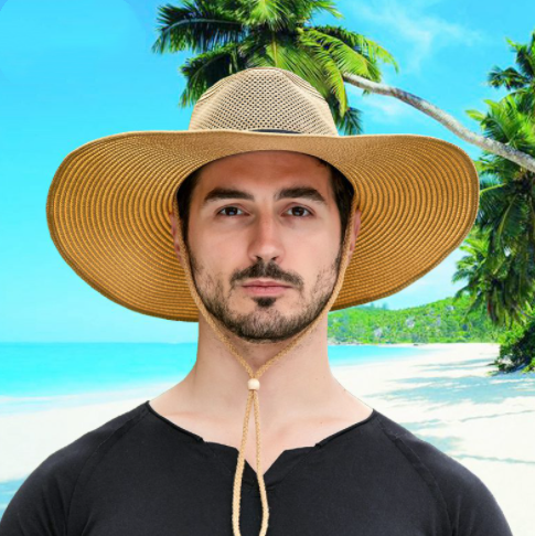 Sombrero de Paja con Ala Ancha y Malla Transpirable para Hombre - Protección Solar - Image 8