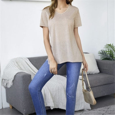 Blusa Casual con Escote V y Abertura Lateral - Image 5