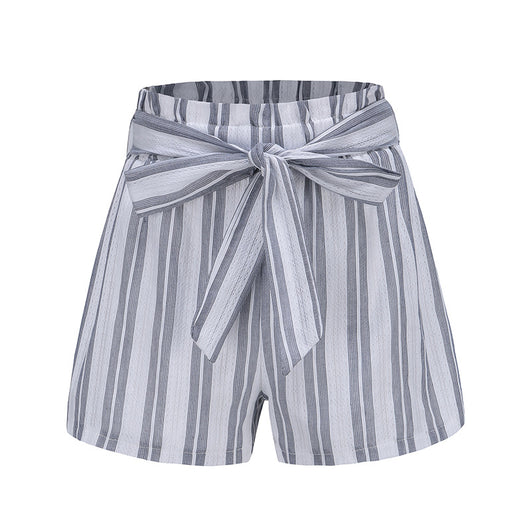 Pantalones Cortos de Tiro Alto con Cinturón y Rayas, Pierna Ancha - Image 4