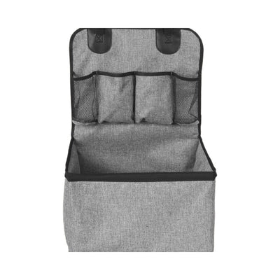 Gray portable car pet mat with multiple pockets, designed for household use and dirt resistance. - Image 5
