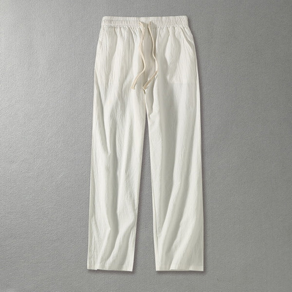 Pantalones Rectos Holgados de Algodón y Lino para Uso Casual