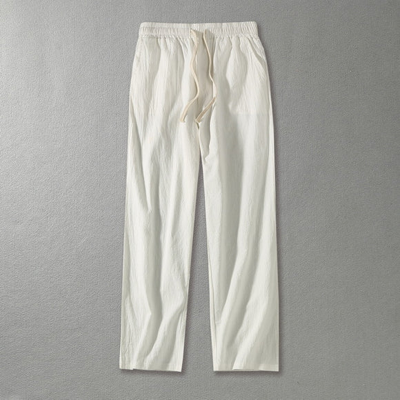 Pantalones Rectos Holgados de Algodón y Lino para Uso Casual
