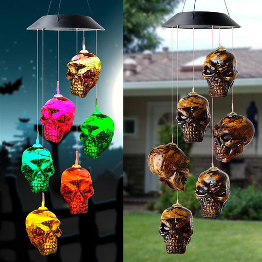 Carillón Solar Halloween Calavera con Luz LED para Jardín - Image 3