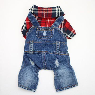 Mono de Cuadros Denim para Perros Grandes de Cuatro Patas - Image 2