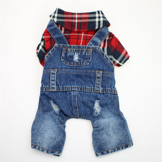 Mono de Cuadros Denim para Perros Grandes de Cuatro Patas - Image 2