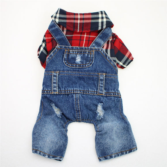 Mono de Cuadros Denim para Perros Grandes de Cuatro Patas