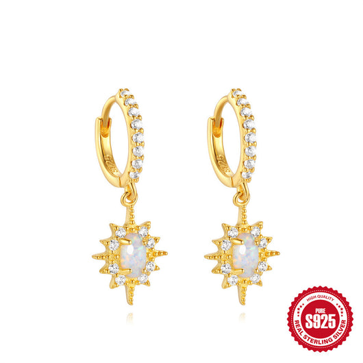 Aretes de Plata Esterlina S925 con Ópalo Azul y Diamantes - Diseño Europeo - Image 7