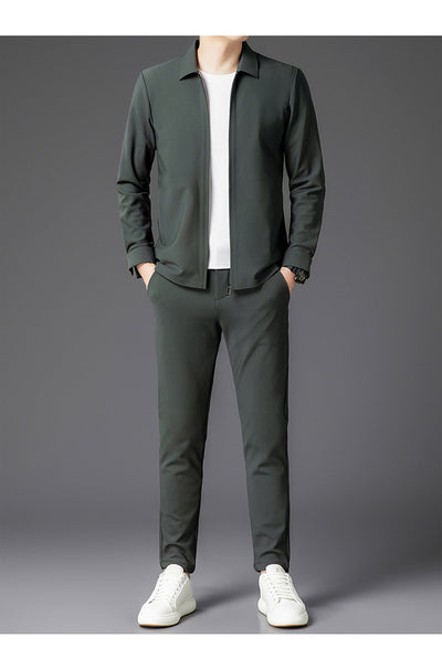 Conjunto de Dos Piezas para Hombre: Cardigan con Cierre y Pantalones Trendy Otoño - Image 24