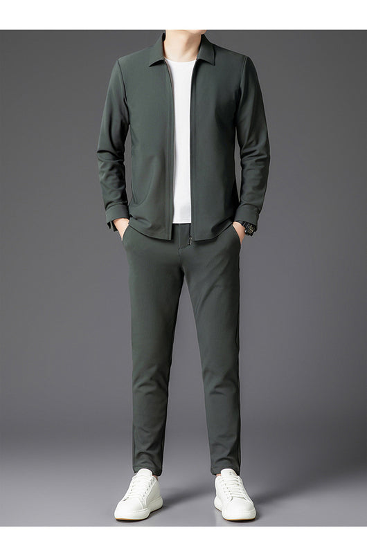 Conjunto de Dos Piezas para Hombre: Cardigan con Cierre y Pantalones Trendy Otoño - Image 24