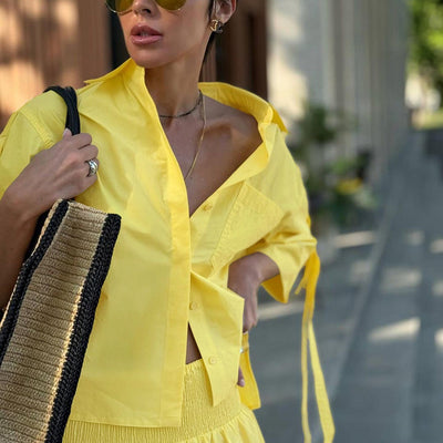 Conjunto Ejecutivo Amarillo: Blazer y Falda Dos Piezas - Image 12