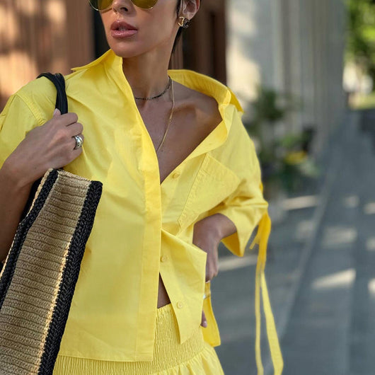 Conjunto Ejecutivo Amarillo: Blazer y Falda Dos Piezas - Image 12