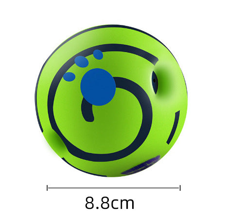 Yellow and green textured dog toy ball with food leakage holes, measuring 10cm in diameter. - Image 6