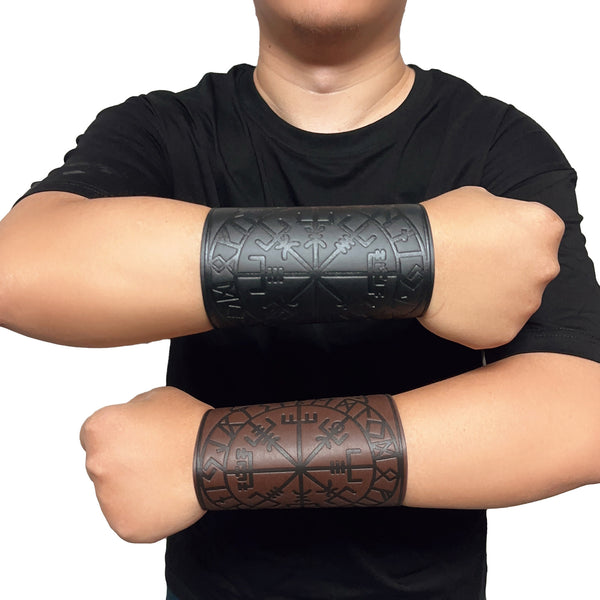 Pulsera de Cuero Punk Retro con Grabado Geométrico