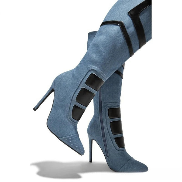 Botas Largas Bicolor para Mujer - Estilo Minimalista Negro y Blanco