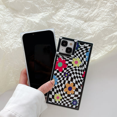 Funda para Teléfono con Patrón de Cuadros Irregulares y Flores - Image 6