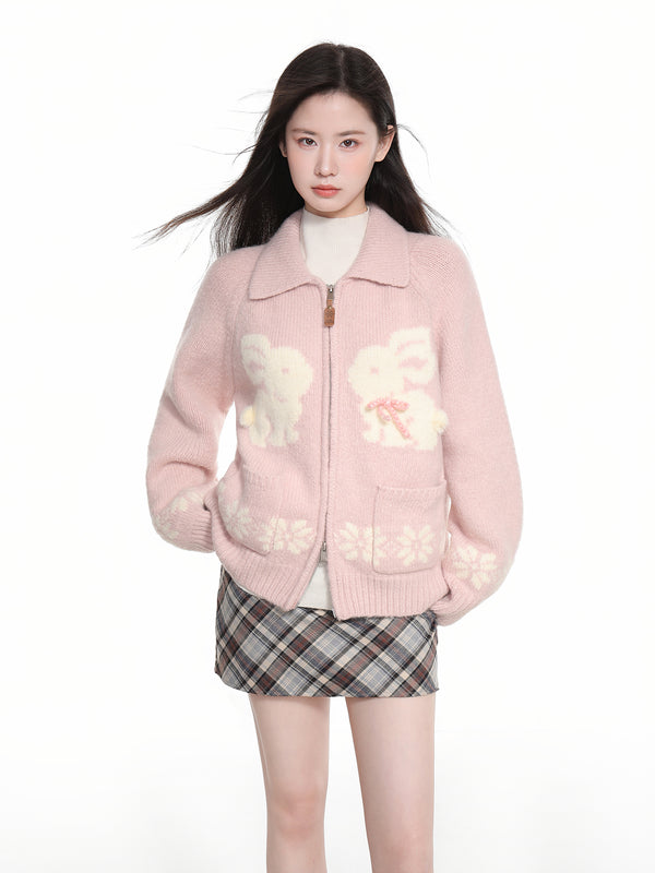 Cardigan de Punto con Doble Cierre y Solapa