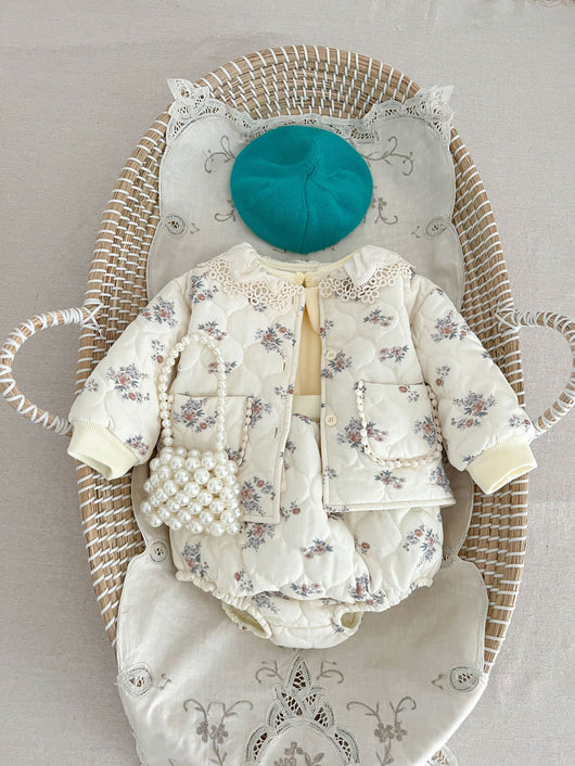 Traje de Bebé Niña Estilo Coreano Invierno con Encaje y Bolsillos - Conjunto Dos Piezas - Image 8