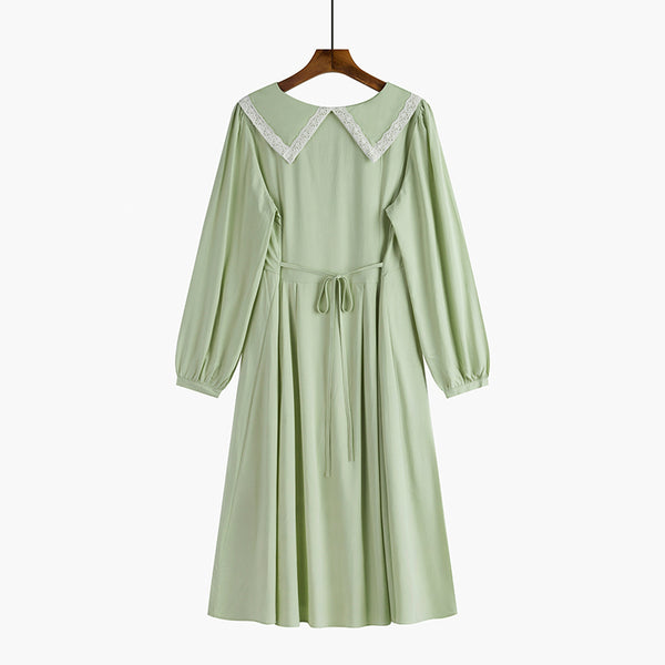 Vestido Largo Elegante de Cintura Alta con Cuello de Princesa