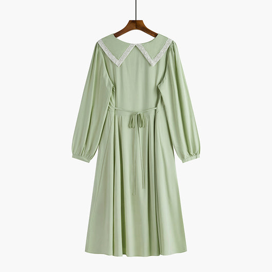 Vestido Largo Elegante de Cintura Alta con Cuello de Princesa - Image 2
