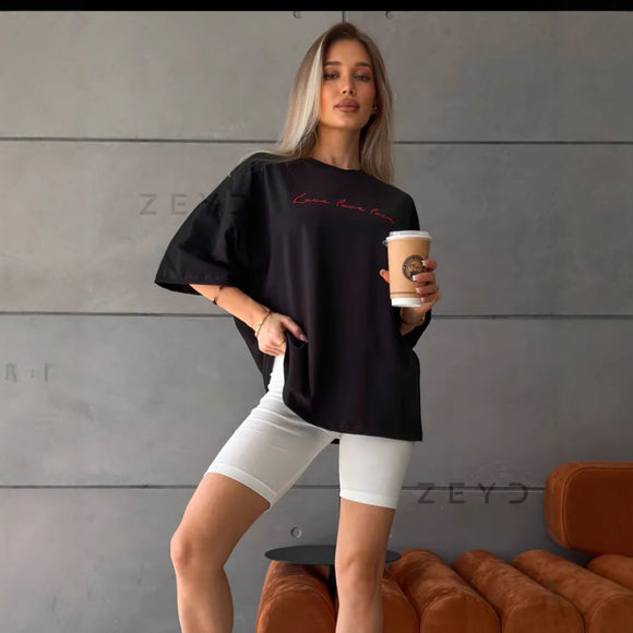 Camiseta de Algodón Estampada con Mensaje Dulce para el Día a Día