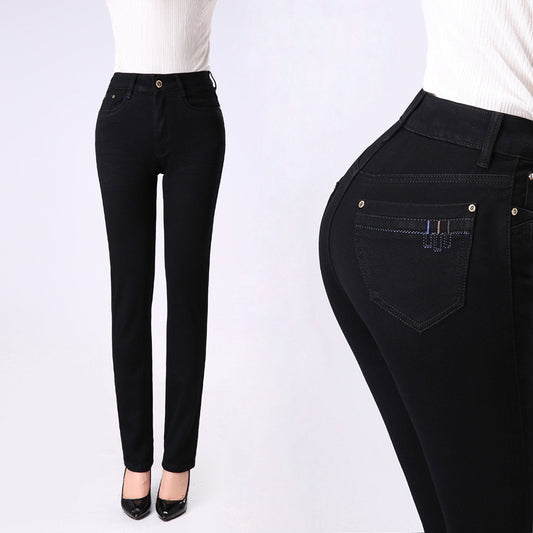 Pantalones Rectos Talla Grande Cintura Alta con Elastano para Mujer - Image 2