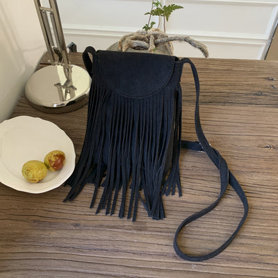 Bolso Bandolera Retro Gamuza Esmerilada con Borlas para Celular - Image 10