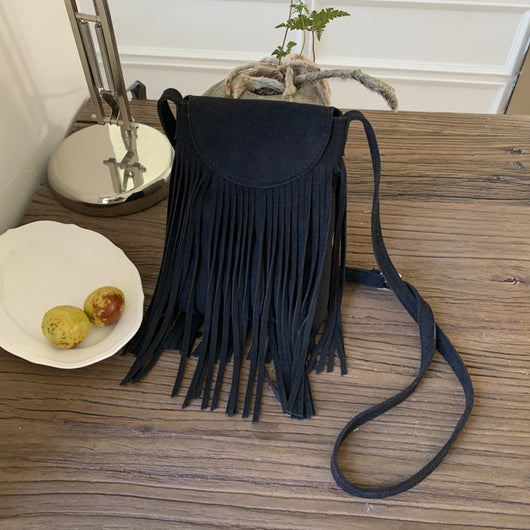 Bolso Bandolera Retro Gamuza Esmerilada con Borlas para Celular - Image 10