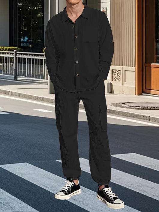 Traje Overol Lino con Solapa y Mangas Largas - Image 38