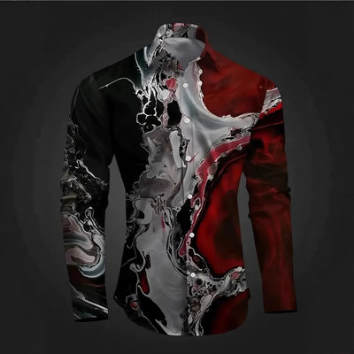 Camisa Estampada 3D Manga Larga Hombre - Diseño Moderno Primavera Otoño - Image 2