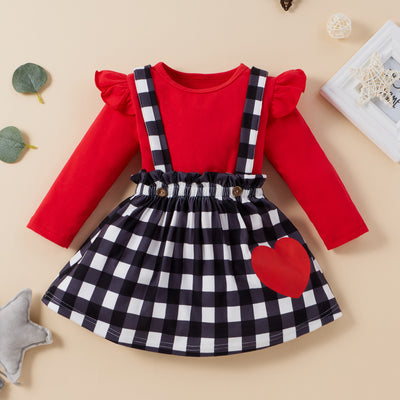Conjunto Falda Suspensores con Moño y Manga Larga para Niñas - Image 9