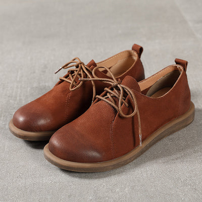 Zapatos de Cuero Estilo Retro con Cordones y Punta Redonda - Image 11